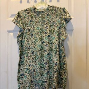 Torrid Blue and Green Smocked Top